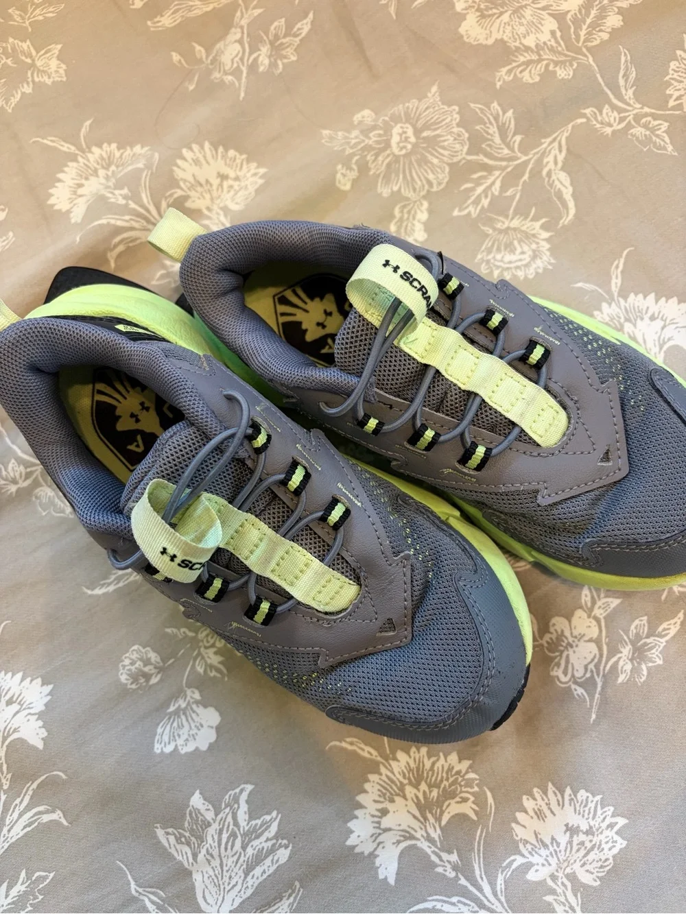 Boys Grey & Neon Green Running Sneakers